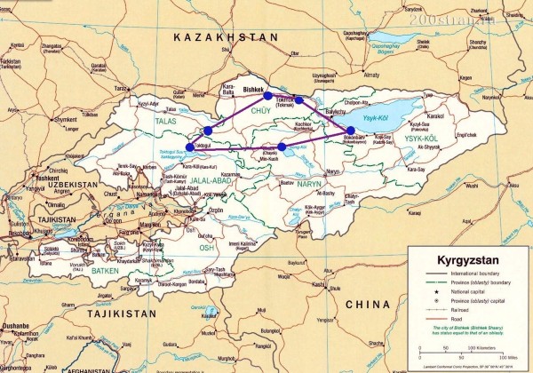The Kyrgyz Nomads Tour Map
